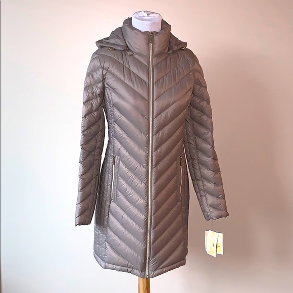 michael kors packable down jacket taupe